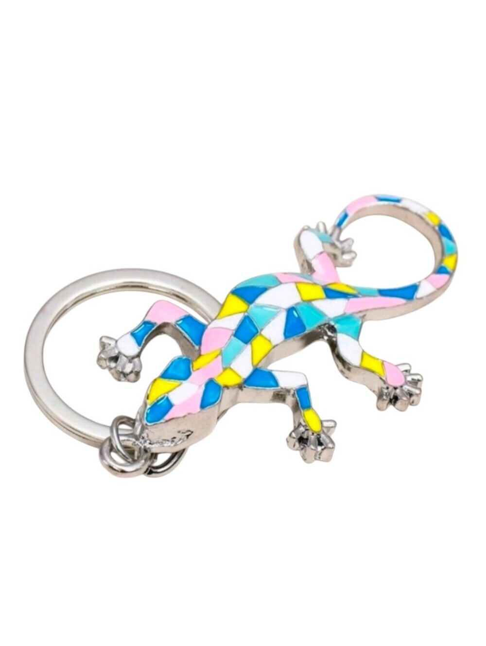 Mosaic Lizard Keychain Accessory Multicolor Southwestern Western Gecko Reptile